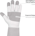 HANDLANDY Long Gardening Gloves for Men & Women, Thorn Proof Rose Pruning Gloves Leather Gauntlets Garden Glove Yard Work Glove (Large, Grey)