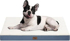 Plush Orthopedic Dog Bed for Medium Dogs & Puppies, Waterproof Dog Beds 30x20 Inch with Removable Washable Cover, Egg Crate Foam Flat Pet Mat, Blue White