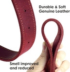 Didog Genuine Leather Dog Collars with Engraved Nameplate, Personalized Soft Leather Dog Collar with Custom ID Tag, Brown/Green/Red for Medium Large Dogs (L,Red)