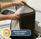 Muddy Mat® AS-SEEN-ON-TV Highly Absorbent Microfiber Door Mat and Pet Rug, Non Slip Thick Washable Area and Bath Mat Soft Chenille for Kitchen Bedroom Indoor and Outdoor - Army Green 24" x 120"
