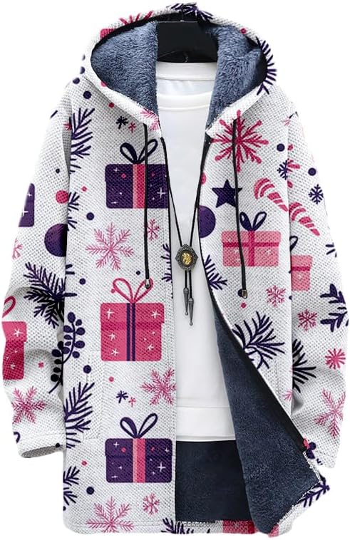 Oversized Full Zip Hoodie for Men Sherpa Fleece Lined Jacket with Hood Soft Warm Winter Coat with Pockets