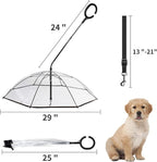NAMSAN Dog Umbrella for Small Dogs, Self-Assembly Dog Umbrella Leash, Clear Doggie Rain Umbrella, Puppy Walking Umbrella with Adjustable Leash