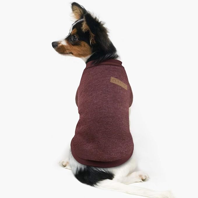 Idepet Pet Dog Classic Knitwear Sweater Soft Fleece Dog Coat Soft Thickening Warm Pup Dogs Shirt Winter Pet Dog Cat Clothes Puppy Customes Clothing for Small Dogs (XXS, Brown)