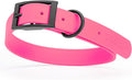 Dogline Biothane Waterproof Dog Collar Strong Coated Nylon Webbing with Black Hardware Odor- Proof for Easy Care Easy to Clean High Performance Fits Small Medium or Large Dogs, Passionfruit Pink