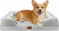 Comfort Expression Orthopedic Dog Bed for Medium Dogs 30x20 Inch, Waterproof Egg Crate Foam Medium Pet Bed with Removable Bolsters, Dog Couch with Washable Cover & Non-Slip Bottom, Grey White