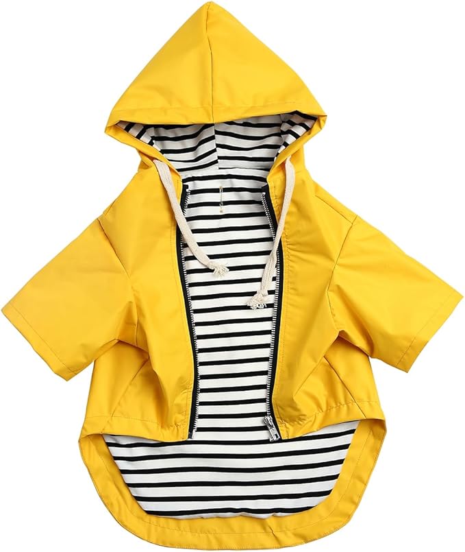 Dog Raincoat rain Jacket Raincoat Dogs Waterproof Small Medium Breeds Zip Closure Storage Pocket Harness Hole Yellow XL