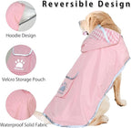 MAMORE Dog Raincoat Reversible,Waterproof Dog Rain Coat Hooded Slicker Poncho with Reflective Strip, Plaid Double Layer Rain Jacket for Small Medium Large Dogs (Pink, X-Large)