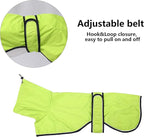 Dog Raincoat with Reflective Bar, Rain/Water Resistant, Adjustable Vest - Dog Raincoats for Greyhounds, Lurchers and Whippets - Light Green - XXXL