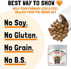 Allergy Relief Chews for Dogs & Immune & Digestive Supplement with Wild Salmon Oil Kelp Colostrum Turmeric Probiotics & Bee Pollen for Seasonal Allergies Anti Itch, Skin Hot Spots 30 Soft Treats