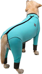 Dog Jumpsuit - Waterproof Blue Zip Up Dog Clothes, Large Size, Full Belly Coverage (Blue, 38)