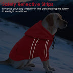 ASENKU Cozy Dog Hoodie，Soft Sweater with Adjustable Hood, Back Pocket and Leash Access Hole，Warm Reflective Sweatshirt for Cold Weather（Red，S