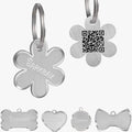 Dog Tags Personalized for Pets,Dog Name Tags QR Code,No Subscription Fees,Modifiable Pet Online Profile,Stainless Steel,No App Required,for Dogs and Cats Small,Medium,Large(Flower,Small)