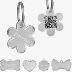Dog Tags Personalized for Pets,Dog Name Tags QR Code,No Subscription Fees,Modifiable Pet Online Profile,Stainless Steel,No App Required,for Dogs and Cats Small,Medium,Large(Flower,Small)