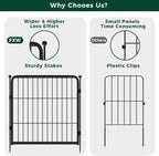 FXW Garden Fence Outdoor for The Yard – 24in(H) x 3.8ft(L) Heavy Duty Metal Animal Barrier for Dog and Rabbit, Decorative Dog Fence, 2 Panels, Black