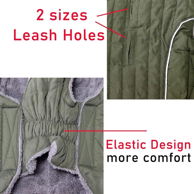 Fleece Dog Hoodie for Medium Dogs Super Warm Doggie Jacket for Cold Winter Dog Coats,Green L
