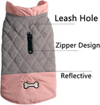 Reversible Dog Coats for Extra Large Dogs Waterproof Warm Puppy Jacket for Cold Winter,Pink and Grey XXXL