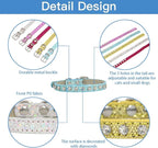 2 Pack Cat Collar Rhinestone Bling Cute Cat Collars Accessories for Pet Collars Adjustable Ideal for Girl Cats Male Cats(Silvery Pink)