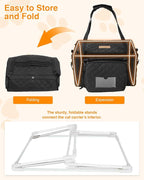 PETUX Small Cat Carrier - Pet Carrier Airline Approved for Kitten Under 10 lb - Escape-Proof, Foldable and Portable Cat Carriers with Removable Bag and Safety Buckle for Travel, Vet Visits - Black