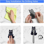 Cat Holder Shaver Organizer, Black Cat Bathroom Decor Razor Holder Wall Mount, Valentine's Day Birthday Gifts for Women Boyfriend Girlfriend, Emotiona Gifts for Wife Husband Dad Mom Cat Lover