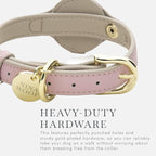 Cupertino Dog Collars, Harnesses & Leashes Made from Vegan Leather with Dog Tracker Device Holder Adjustable Dog Collar (Large, Pink)