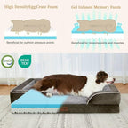 Comfort Expression Orthopedic Dog Bed for Extra Large Dogs 42x30 Inch, Waterproof Egg Crate Foam XL Pet Bed with Removable Bolsters, Dog Couch with Washable Cover & Non-Slip Bottom, Grey Green