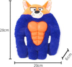 Tough Dog Toys for Heavy Chewers, Interactive Plush Dog Chew Toys with Rubber Muscles, Squeak Dog Toys for Aggressive Chewers, Dog Toy for Small Medium Large Breed (Bodybuilders Fox)