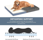 Plush Orthopedic Dog Bed for Medium Dogs & Puppies, Waterproof Dog Beds 30x20 Inch with Removable Washable Cover, Egg Crate Foam Flat Pet Mat, Blue White