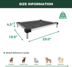 FXW TitanNest Chew-Proof Elevated Dog Bed, Raised Cot for Indoor/Outdoor/Camping Use, Durable & Waterproof Cooling Pet Bed for Extra-Small Dogs, 29.0" L x 18.0" W x 4.5" H, Black