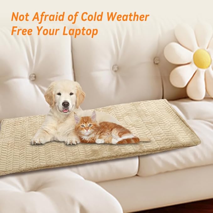 Heeyoo Pet Heating Pad, Adjustable Temperature Dog Cat Heating Pad with Timer, Waterproof Heated Dog Bed with Chew Resistant Cord, Auto Power-Off Indoor Pet Heated Mat for Dogs and Cats, 28" x 16"