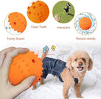 LaRoo Squeaky Dog Ball Toy, Durable Natural Rubber Squeaker Ball Floating Throwing Training, Teeth Cleaning Chew Toy for Pet Small Medium Large Dogs (6.5CM Orange)