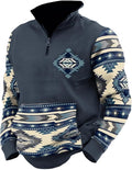 HOTYD Aztec Cowboy Mens Hoodie Vintage Graphic Western Hoodies Casual Long Sleeve 1/4 Zip Pullover Mens Country Jacket