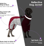 SUNFURA Full Body Dog Coat - Warm Fleece Jacket for Small Dogs, Turtleneck Winter Coats with Harness, Reflective Dog Snowsuit Windproof Puffer Jackets with Legs for Pug, Jack Russel, Burgundy S