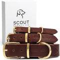 Classic Genuine Leather Dog Collar | Dog Collars for Medium Dogs, Small Dogs, Large Dogs & Extra Large Dog | Wide Dog Collar | Heavy Duty Dog Collar | Dark Brown (S: 0.8" Wide for 10.5"-13.5" Neck)