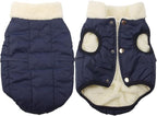 Fleece Lined Warm Dog Jacket for Puppy Winter Cold Weather,Soft Windproof Small Dog Coat,Blue M