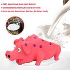 Pig Squeaky Dog Toy, 2 PCS Interactive Rubber Dog Chew Toy - Durable Latex Spot Grunting Pig Toys That Oink for Small Medium Large Dogs (Yellow, Pink)