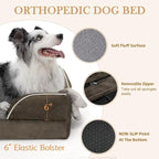 Comfort Expression Orthopedic Dog Bed for Extra Large Dogs 45x35 Inch, Waterproof Egg Crate Foam XL Pet Bed with Removable Bolsters, Dog Couch with Washable Cover & Non-Slip Bottom, Grey Green