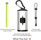 Metal Dog Poop Bag Holder Aluminum Dispenser for Leashes, Hiking & Travel, Lightweight Scratch-Resistant with 3 Attachments and 195 Bags (Silver, 2 Holder 30 Bags)