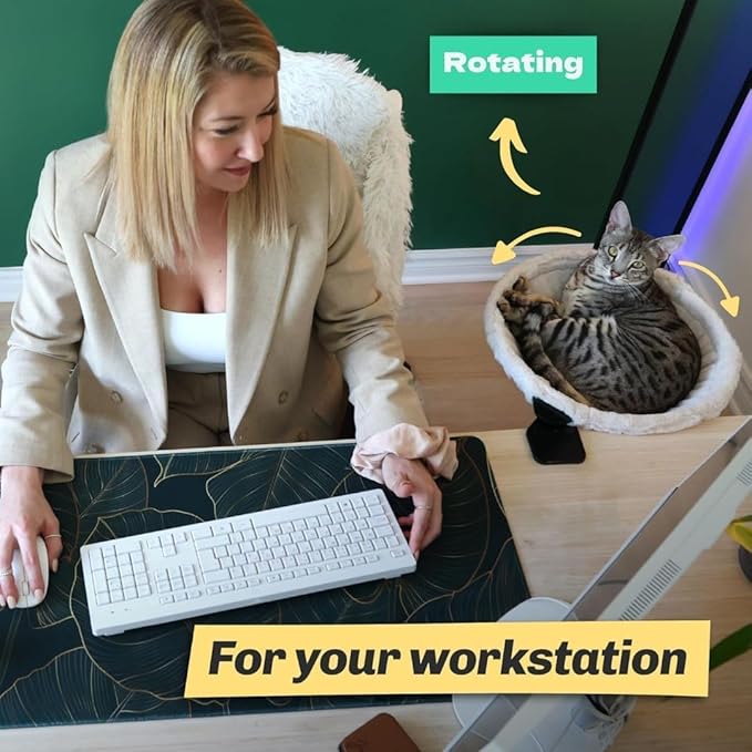 | Pink Replacement Fabric for Cat Desk Bed - Soft Faux Fur Fabric, Steel Frame | Cat perch for indoor cats | Perfect Hammock for your desk | Supports up to 50lbs | Pet couch | Elevated pet bed