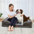 Comfort Expression Orthopedic Dog Bed for Medium Dogs 30x20 Inch, Waterproof Egg Crate Foam Medium Pet Bed with Removable Bolsters, Dog Couch with Washable Cover & Non-Slip Bottom, Grey Green