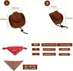 Dog Cowboy Costume Mini Black Cowboy Hat Pet Bandana Halloween Costume for Cat Size L