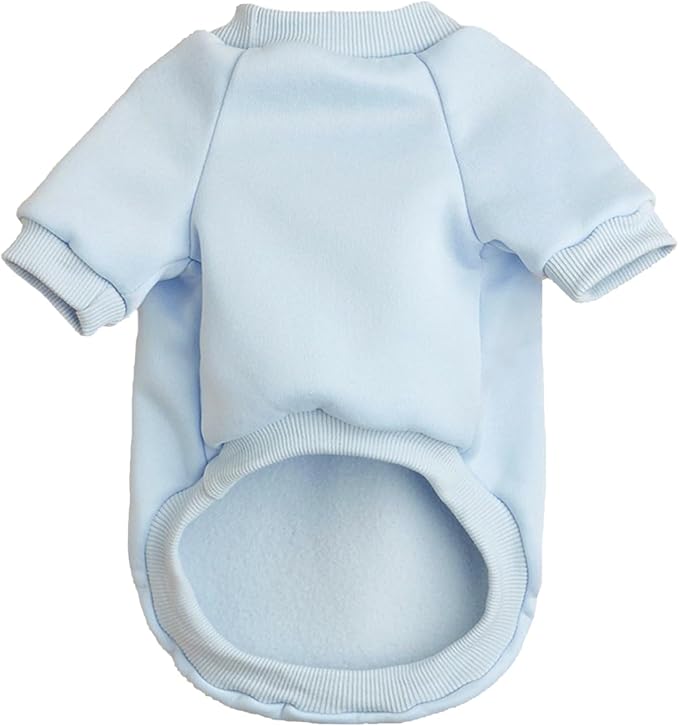 Puppy Sweater for Small Dogs Clothes Warm Winter Cat Clothe Pet Sweatshirt Knitwear Doggie Kitten Clothing, Light Blue, Large