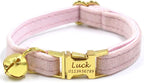 Pink Personalized Cat Collar with Name Tag & Bells Optional Bow-tie Cute Cat Collars for Girls Cats, Soft Durable Custom Kitten Collars for Small Large Cats(Pink)