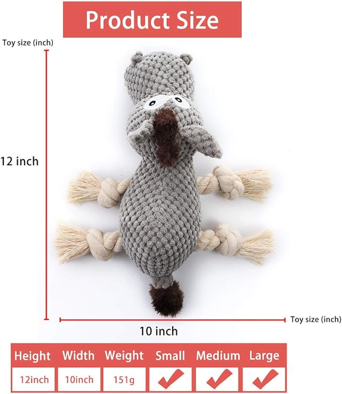 Dog Toy, Large Dog Squeaky Toys, Stuffed Animal Dog Plush Toy for Puppy, Small, Middle, Large Dogs (Donkey(Grey))