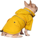 HDE Dog Raincoat Poncho Double Layer Zip Rain Jacket with Removable Hood, Leash Hole for Small to 3XL Dogs and Puppies Yellow - S