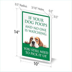 SmartSign Funny 'If Your Dog Poops And No One Is Watching You Pick It Up' Sign with Cute Dog Graphic, 14" x 10", 40 mil Laminated Rustproof Aluminum - Metal Signs for Dog Parks, Outdoors, USA-Made