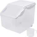 HANAMYA 10 Liter / 20 lbs Rice Storage Container with Measuring Cup, BPA free, For Rice | Grain | Pet Food | Flour, 1 count, Clear