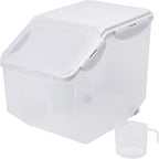 HANAMYA 10 Liter / 20 lbs Rice Storage Container with Measuring Cup, BPA free, For Rice | Grain | Pet Food | Flour, 1 count, Clear