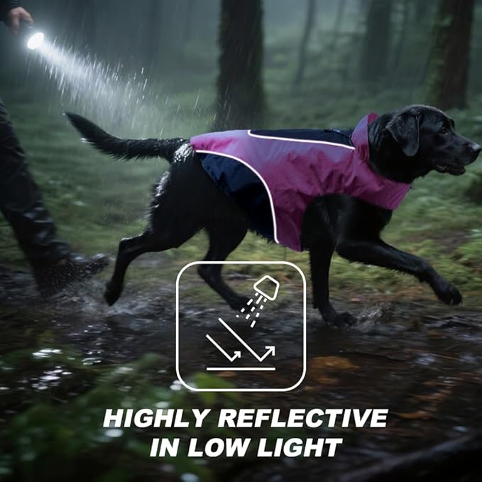 TSPRO Premium Dog Raincoat, Waterproof for Small & Medium Dogs, Reflective for Daily Walks/Outdoor Trips, Easy-Adjust Hook & Loop, Leash Hole (Red/Black, L)