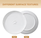 Raised Ceramic Wide Whisker Friendly Cat Dishes, Food&Water Bowl with 2 Style Stand Adjustable Pet Bowl Set(1Dish+1Shallow Dish+Stand, White