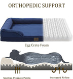 Bedfolks Orthopedic Dog Bed XL, Waterproof Dog Sofa Bed for Extra Large Dogs, Egg Foam Pet Couch Bed with Removable Washable Cover and Nonslip Bottom, Navy Blue